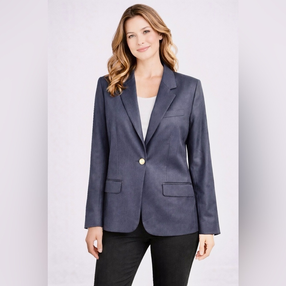 VTG Giorgio Sant’Angelo 100% Pure Wool Navy Blazer Gold Buttons Made in Egypt